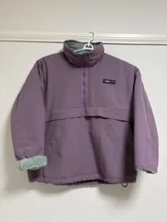 パープル　ハーフジップブルゾン　リバーシブルボアブルゾン