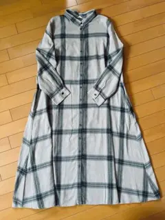 Samansa Mos2 チェック柄長袖シャツワンピース