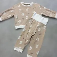 アプレレクール　ベージュ 犬プリント ベビーパジャマ　80cm