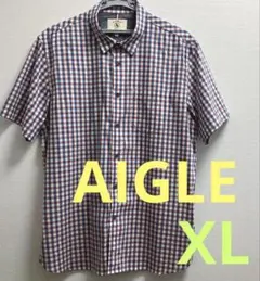 エーグル　AIGLE メンズ半袖チェックシャツ　XLのサムネイル