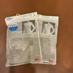 ユニクロ　エアリズムUVカットクルーネックT シルクブレンド長袖　グレー　Ｌ