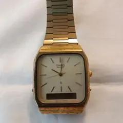 貴重　ジャンク　CASIO AQ-410G 307 アナデジ 腕時計 ゴールド