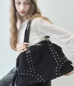 スタッズ付きトート ボストンバッグ