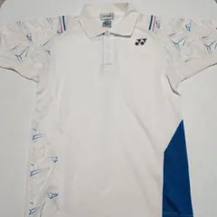 YONEX 幾何学模様 ポロシャツ ホワイト/ブルー ハーフパンツのセット