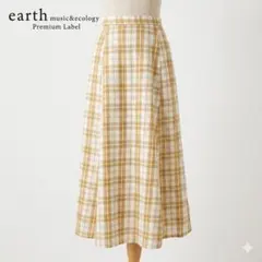 earth music&ecology チェック柄 フレアスカート ミディ丈 F