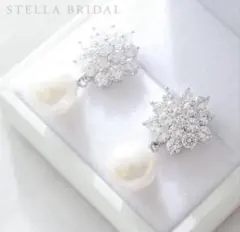 STELLA BRIDAL パールクリスタルイヤリング
