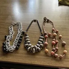 レトロ　太めネックレス３本セット
