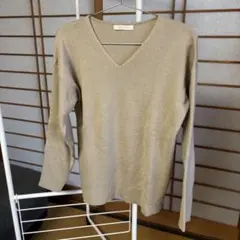 chocol raffine robe Vネックニット ベージュ