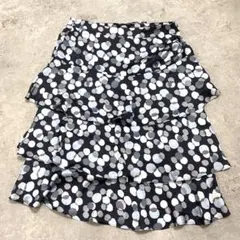 美品 トランスワーク ティアードスカート 40 L ドット 三陽商会 総柄 紺のサムネイル