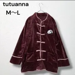 3【tutuanna】チャイナ風 パンダ刺繍 パジャマ フリース M～Lポケット