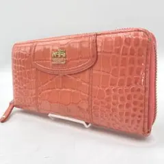 COACH 二つ折り財布 クロコ型押し ブラウン - メルカリ