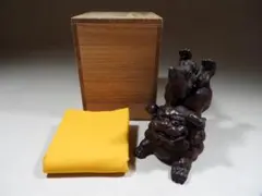 直しあり】楽焼 獅子香炉 合箱合布 赤楽 抹茶道具 茶器 茶陶 香道具