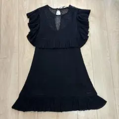 ZARA ブラック ノースリーブ ミニワンピース　ワンピース　フリル　タグ付き