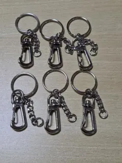 カラビナ型キーホルダー チェーン付き 6個セット