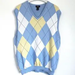 ブルックスブラザーズ Vネック ニット ベスト ニットベスト アーガイル 水色