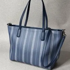 美品 COACH Legacy Stripe Tote PVC 2way 87 - メルカリ
