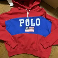 Polo Ralph Lauren フード付きパーカー XL レッド/ブルー