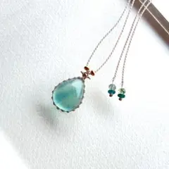 アクアブルー⟡アンダラクリスタルとピンクガーネットのワイヤー