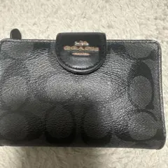 COACH シグネチャー ミディアム コーナー ジップ ウォレット ブラック