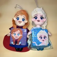 ☆ディズニー 100thぬいぐるみマスコット アナ エルサ　缶バッジセット☆