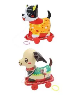 2個セット　お散歩コロコロわんちゃん犬型引っ張り式おもちゃ