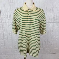 【美品】 【dunhill Sport】ポロシャツ M ボーダー緑/黄【P4】のサムネイル