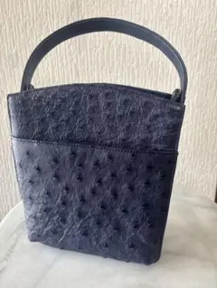 ネイビー オーストリッチレザー ハンドバッグ