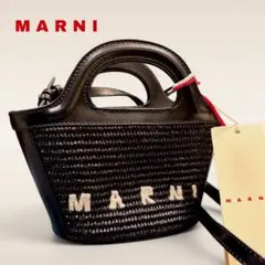 美品　鑑定済　マルニ トロピカリア マイクロ カゴバッグ ブラックのサムネイル