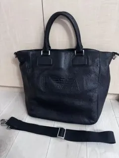 EMPORIO ARMANI レザー 2WAY トートバッグ ブラック 大容量のサムネイル