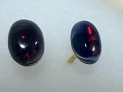 i*e様 新品。遊色抜群！ブラックオパール スタッドピアス 両耳用　6×4mm。