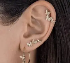 バタフライ　ピアス ピンクゴールド　蝶々