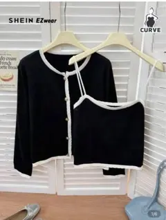 SHEIN EZwear ブラックカーディガン・キャミソールセット