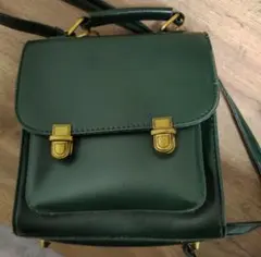 ダークグリーン レザー ショルダーバッグ