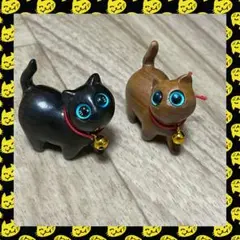 ☆新品☆ ねこ　置き物　招き猫　インテリア　２点セット　可愛い　ウッド　オブジェ