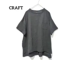 【クラフト】M　綿100%　Tシャツ　半袖　胸ポケット　黒　シンプル　カジュアル