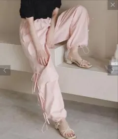 Kastane サイドリボンナイロンパンツ　ピンク