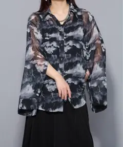 美品 Ellno Loset 2wayアームスリットアソートシアーシャツ