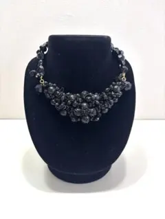 ブラックビーズ　ビジュー　チョーカー　ネックレス　パーティ　ヴィンテージ