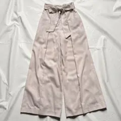 【美品】エポカ 共布ベルト付きワイドパンツ 38 ピンクベージュ ハイウエスト