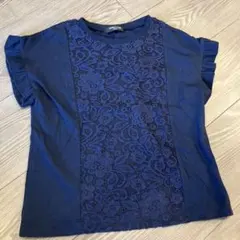 COMME CA ISM ネイビー レース 半袖シャツ 120A