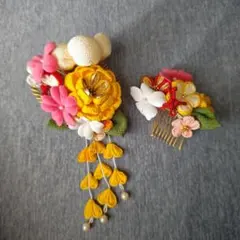 花モチーフの和装髪飾り2点セット