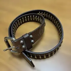 FENDI フェンディ レザー メタルデザイン ベルト ブラウン シルバー金具のサムネイル