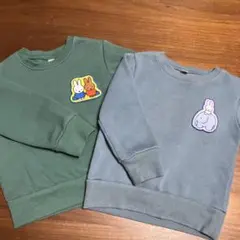 ミッフィー　トレーナー 90cm グリーン　ブルー　ワッペン　裏ボア　2枚セット