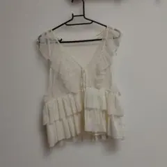 ホワイト フリル チュール ベスト