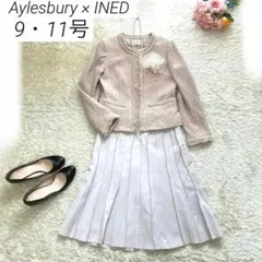 アリスバーリー×イネド　フォーマルスーツ　ノーカラー ツイード パール　ピンク