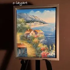 手書き油絵 パリの風景 ムーラン・ルージュの風車 額付 肉筆絵画 油彩
