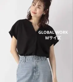 GLOBAL WORK 快適スキッパーチュニック M ブラックのサムネイル