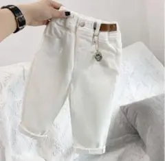 ホワイトデニム ロールアップパンツ