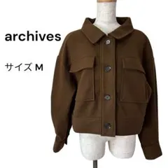 archives アルシーヴ（M）ショート丈ジャケット ブラウン アウター　秋冬