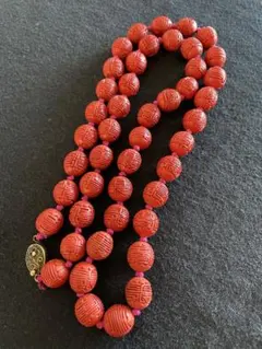 堆朱　ついしゅ　中国 伝統工芸品 ネックレス　ビンテージ　アンティーク